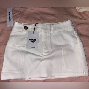 Princess Polly Mini White Jean Skirt